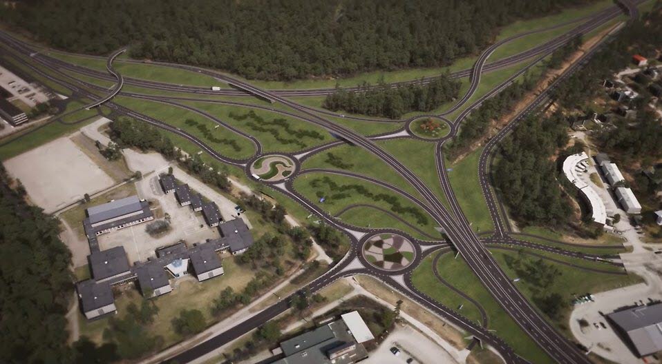 Illustration av hur den nya trafikplatsen vid Fagrabäck kan komma att se ut. 